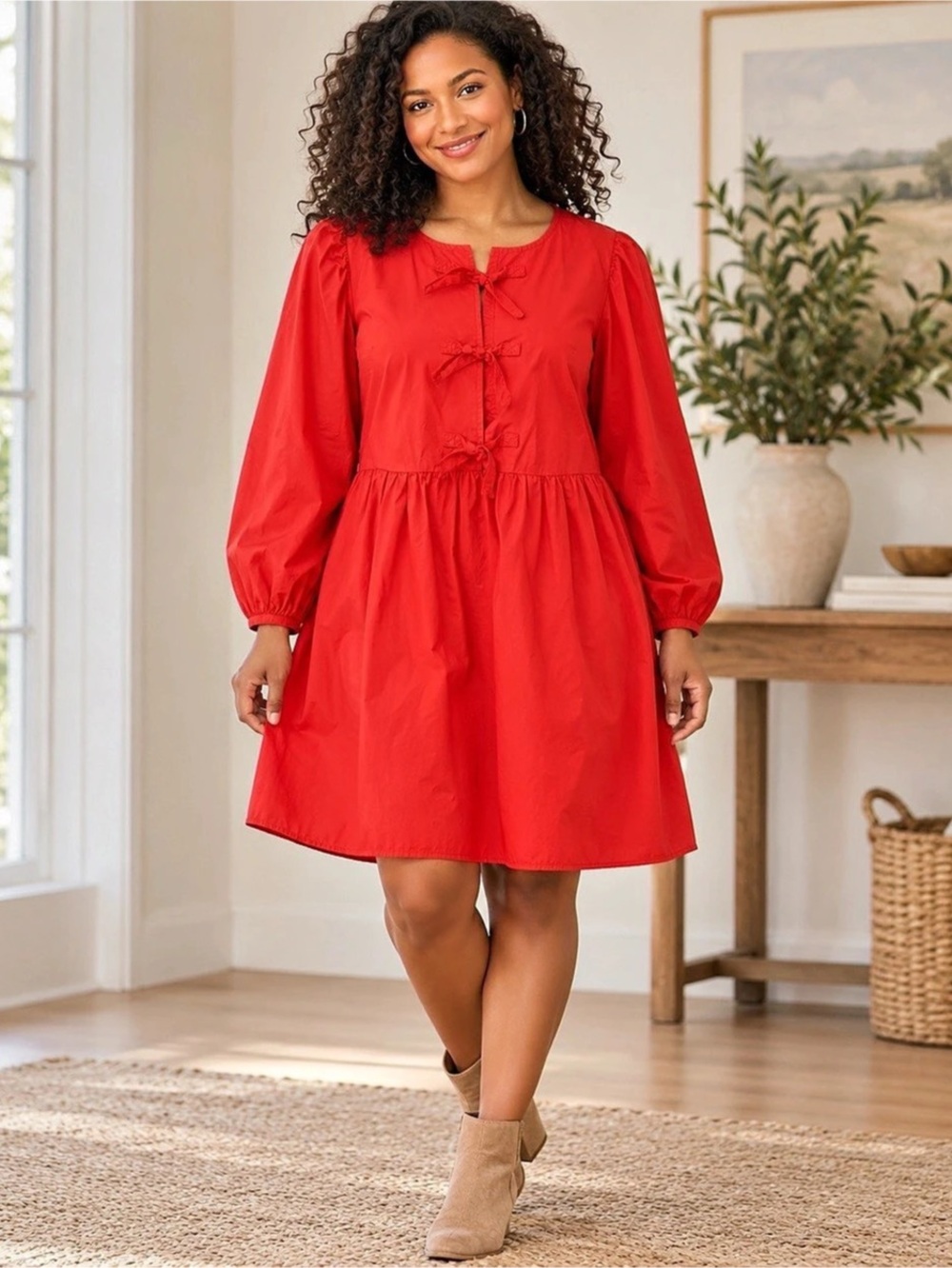 Jodifl Red Long Sleeves Dress